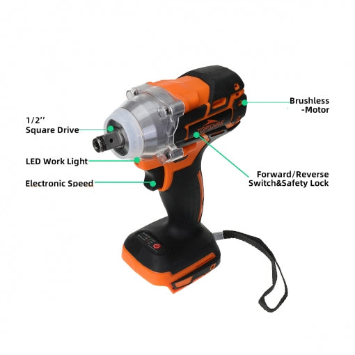 Llave De Impacto Topshark Inalámbrica Sin Escobillas 18v WDT39422