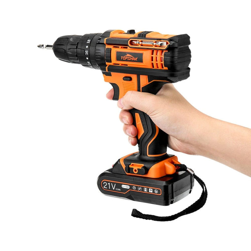 Taladro de impacto inalámbrico WTTS-ED2 21V 2000mAh Taladro eléctrico LED recargable de 2 velocidades con batería - con 1 batería